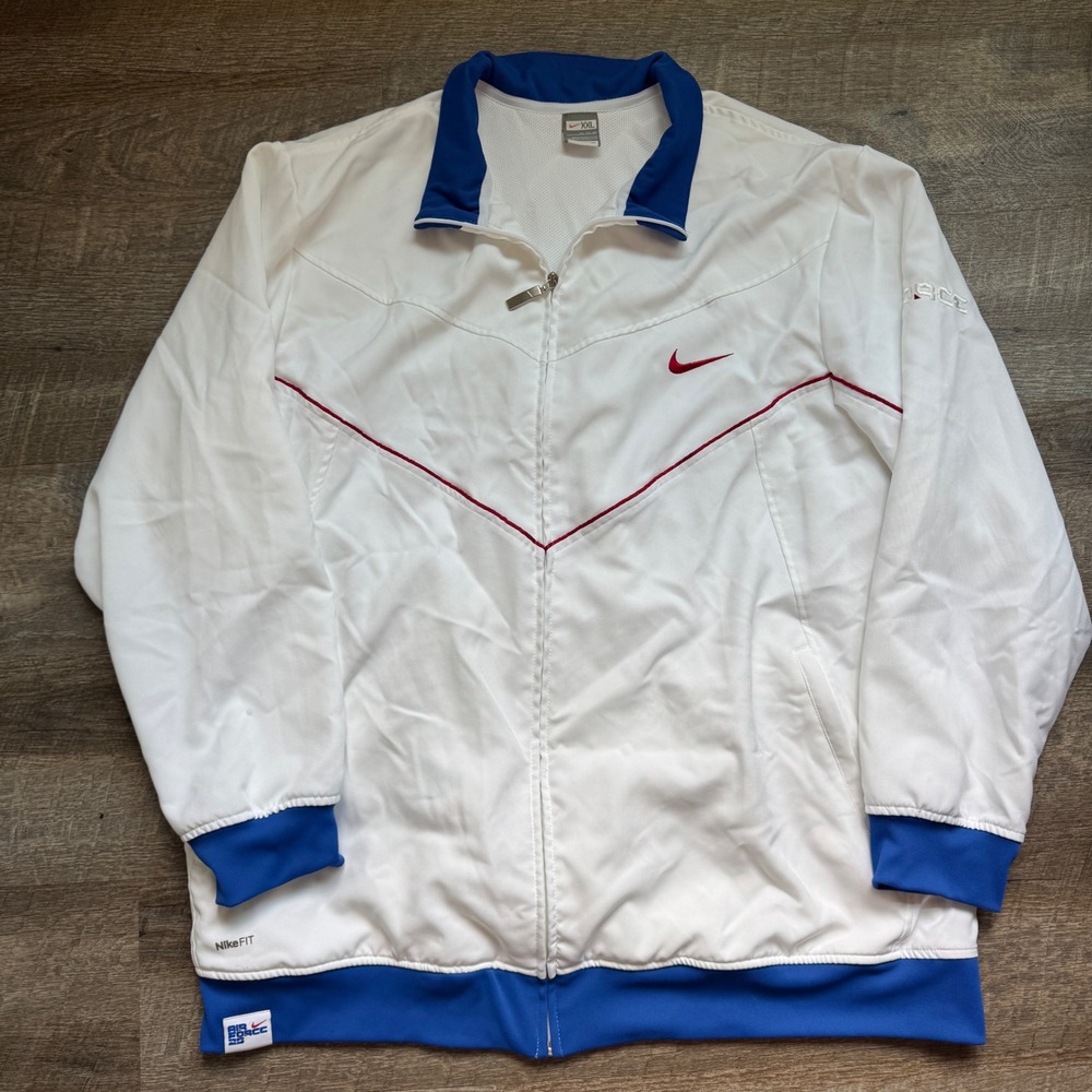 Nike Air Force 25 Track Jacket XXL Regular White Blue Red Full Zip Nike FIT